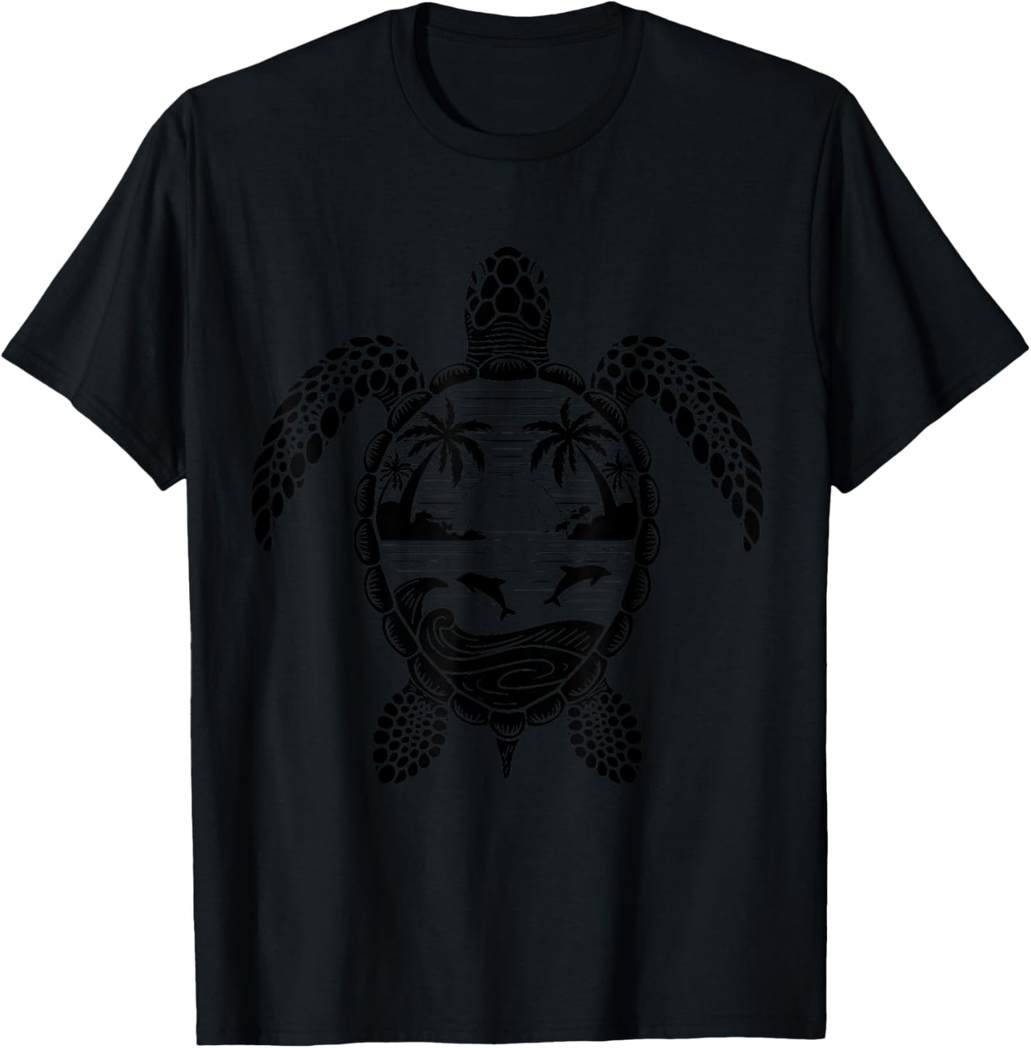 Sea Turtle Tribal Beach Hawaiian Maori Sun Lover Earth Day T-Shirt - T-Shirt | Black