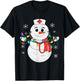 Snowman Nurse Christmas Stethoscope Xmas Scrub Top Women T-Shirt - T-Shirt | Black