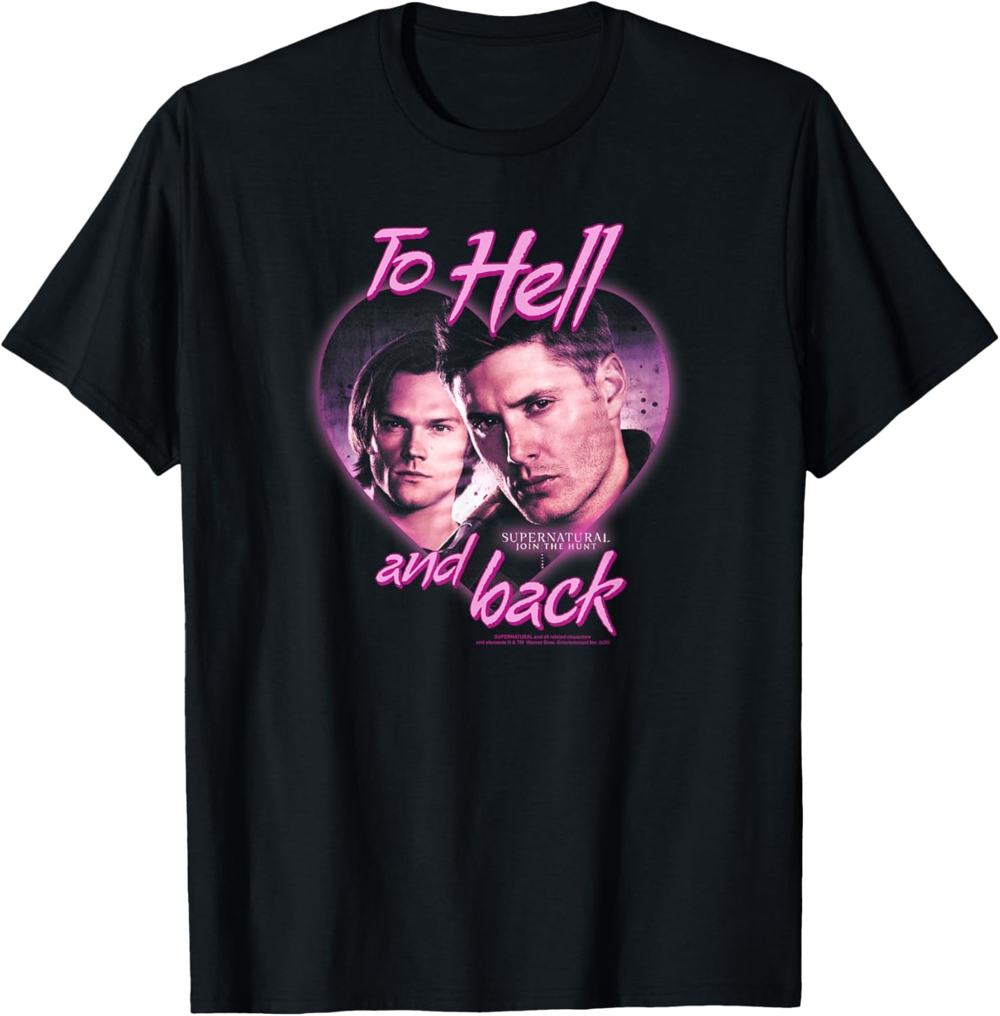 Supernatural to Hell and Back Pink Heart Love TV Show T-Shirt - T-Shirt | Black