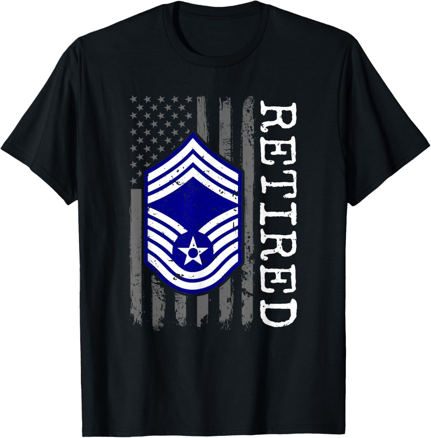 USAF Retired E9 Chief Master Sergeant Subdued Flag T-Shirt - T-Shirt | Black