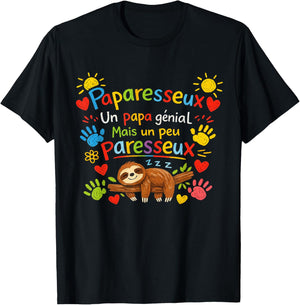 Cadeau Papa Original Paresseux Paparesseux Fête Pères Noël T-Shirt - T-Shirt | Black