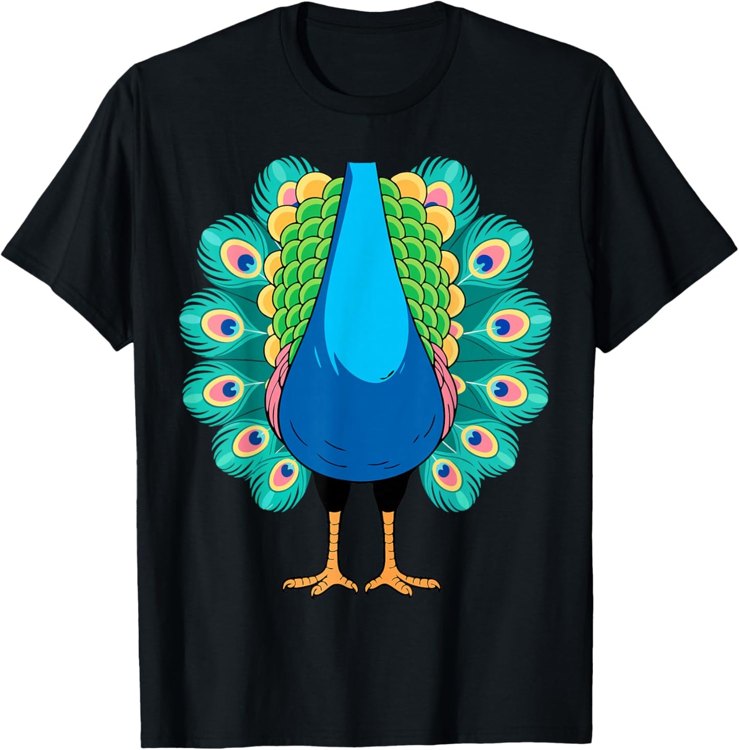 Peacock Shirt Adult Kids Men Women Peacock Costume T-Shirt - T-Shirt | Black