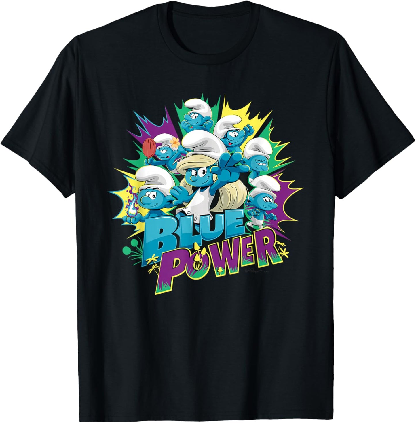 The Smurfs Movie Village Blue Power Smurfette T-Shirt - T-Shirt | Black