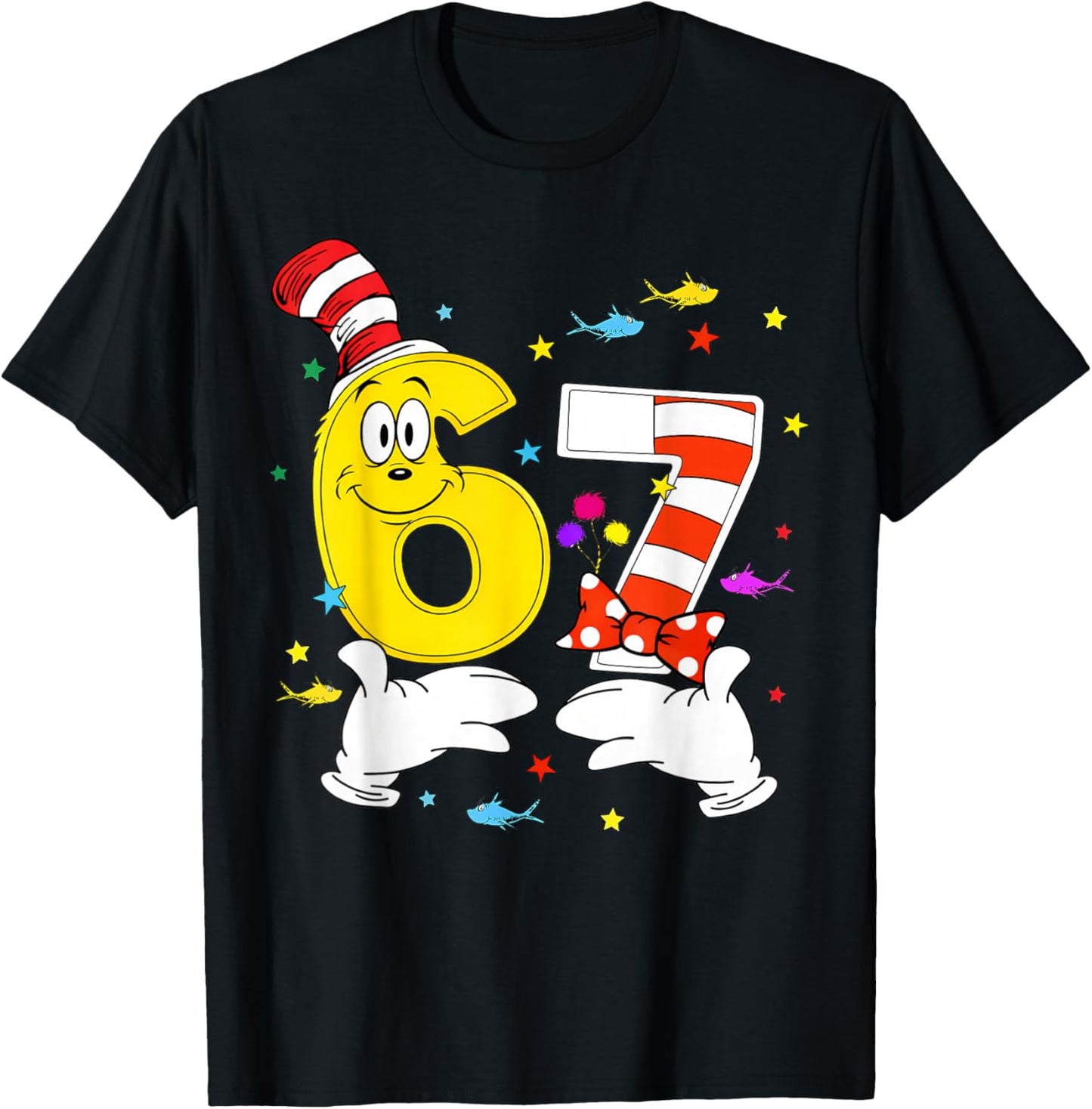 6 7 Meme Hands Six Seven Read Reading Day Book Lovers Kids T-Shirt - T-Shirt | Black