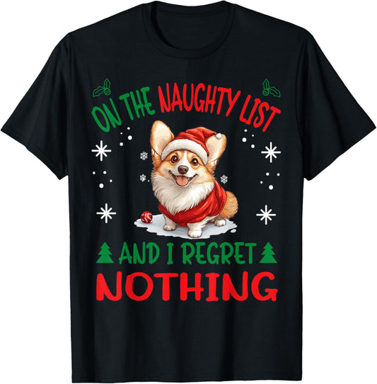 Cute Pembroke Welsh Corgi Dog Christmas On The Naughty List Women T-Shirt - T-Shirt | Black
