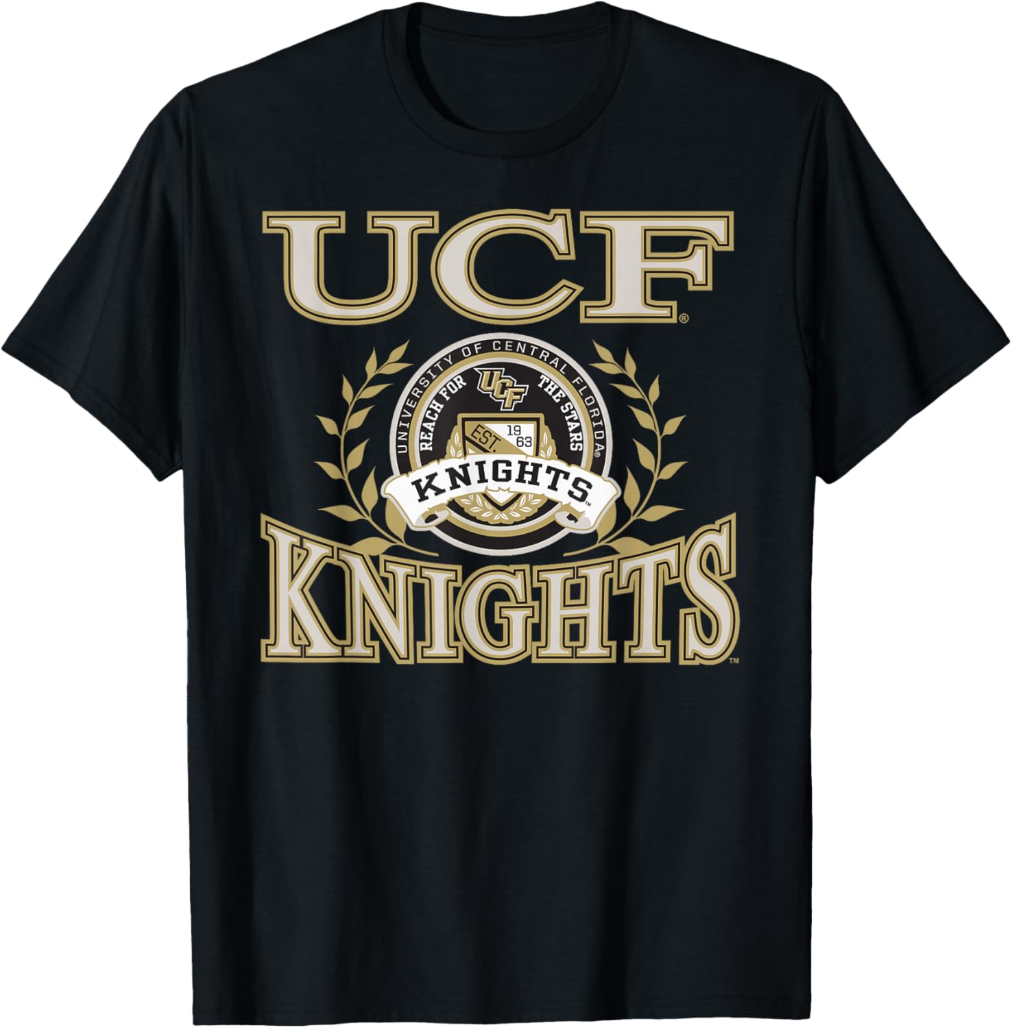 Central Florida Golden Knights Laurels Dark Heather T-Shirt - T-Shirt | Black