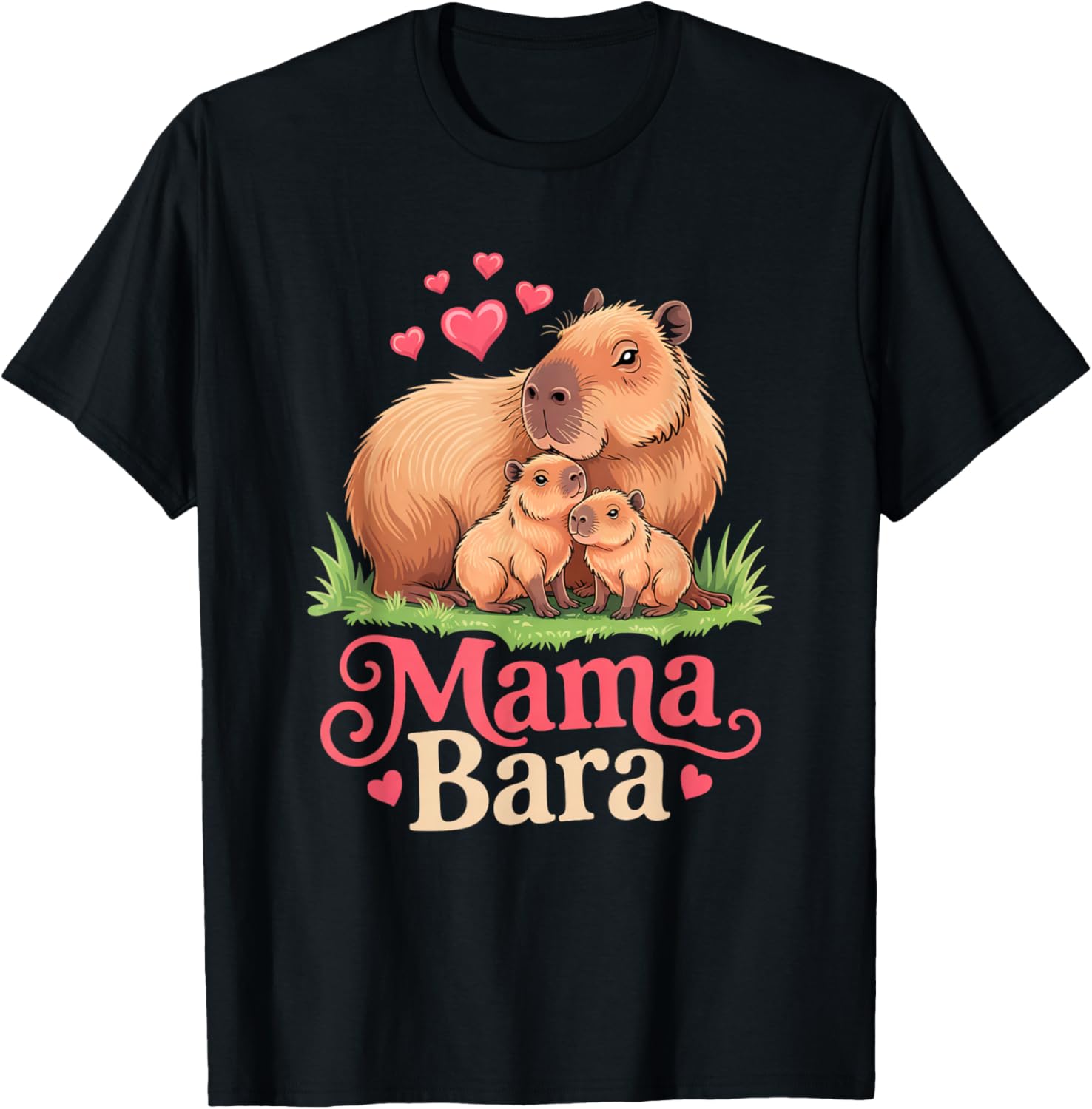 Mamabara Capybara Funny Capy Family Mom Mothers Day T-Shirt - T-Shirt | Black