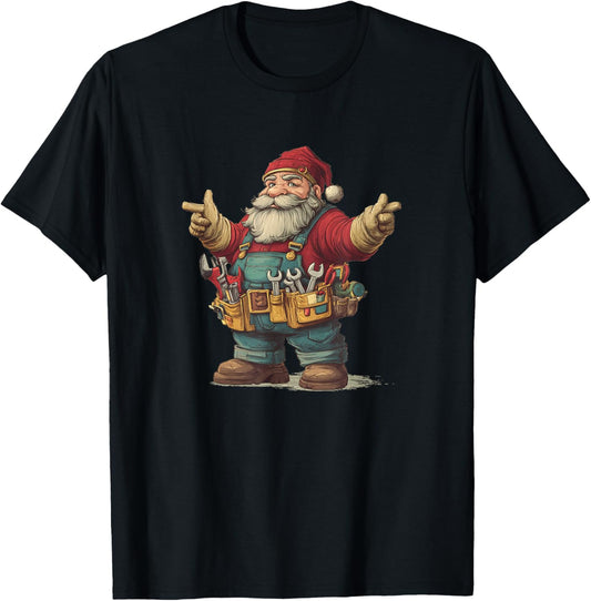 Stunning Handyman Santa for Lovers of Keys and Tools T-Shirt - T-Shirt | Black