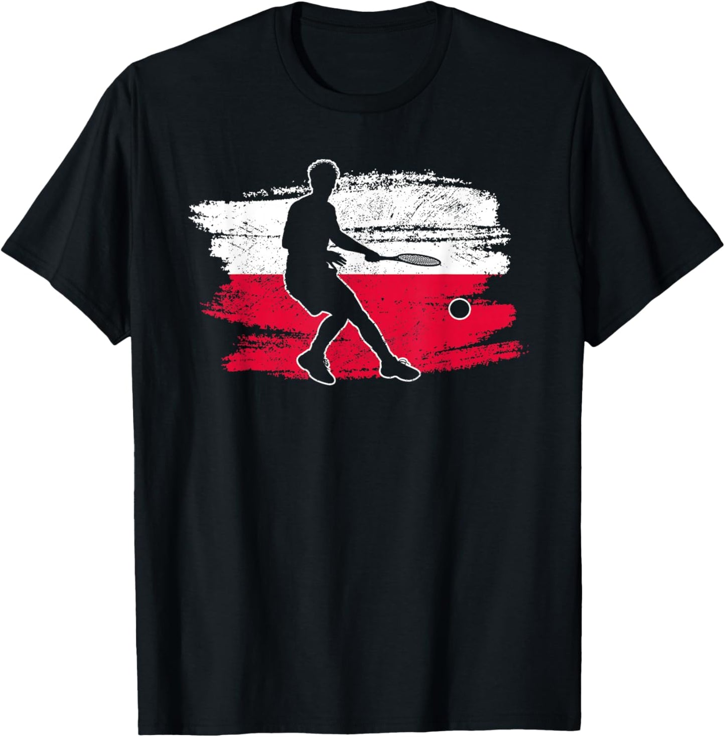 Tennis Player Poland Polish Polska T-Shirt - T-Shirt | Black