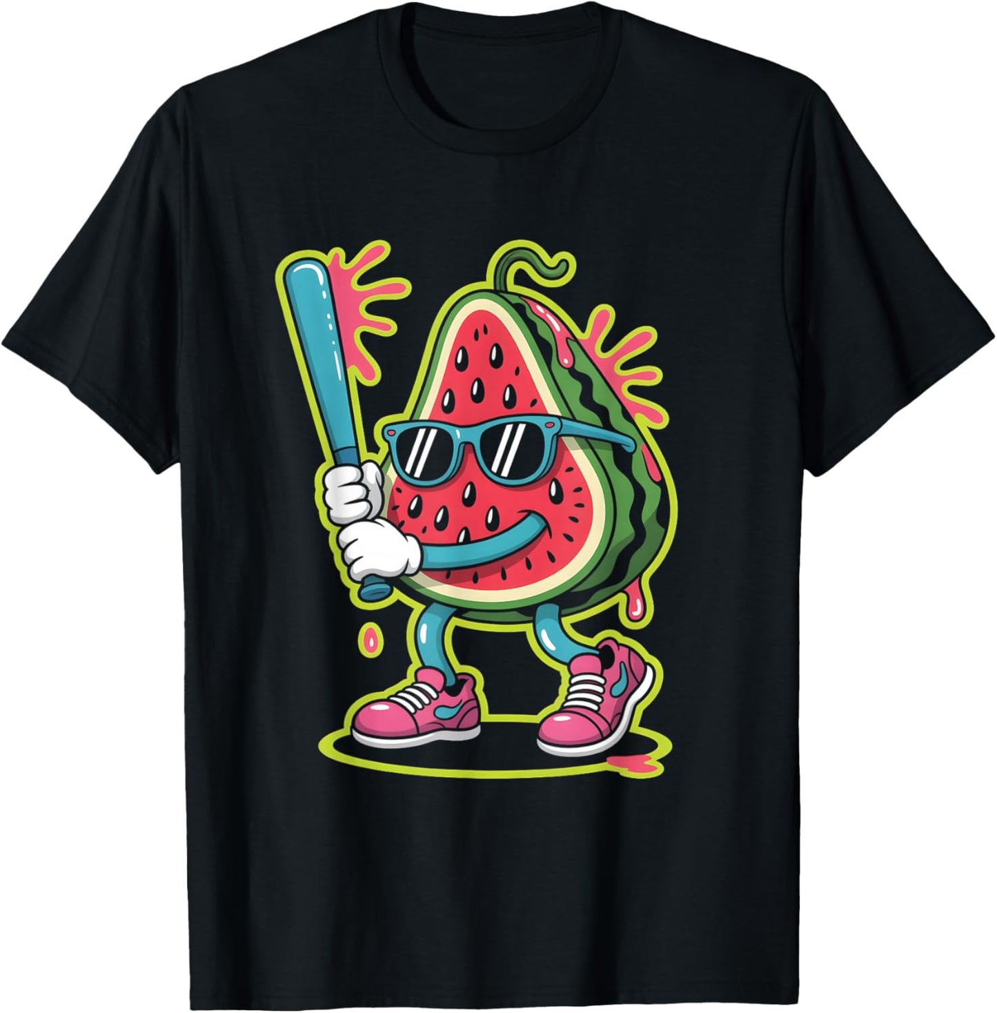 Watermelon Fruit Baseball T-Shirt - T-Shirt | Black