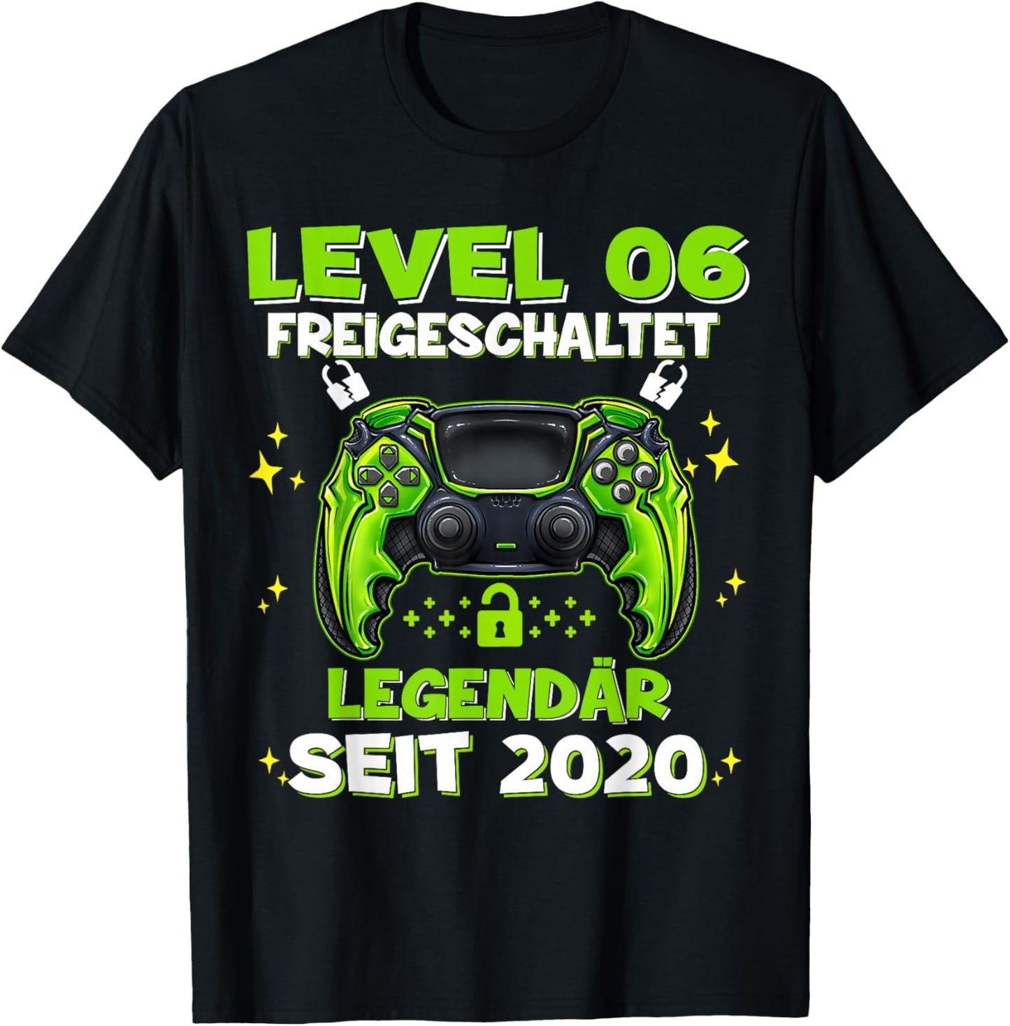 Level 6 Years Birthday Shirt Boy Gamer 2020 Birthday T-Shirt - T-Shirt | Black