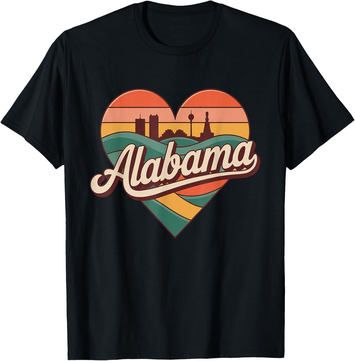 Alabama Vintage Heart - Retro Travel Souvenir T-Shirt - T-Shirt | Black