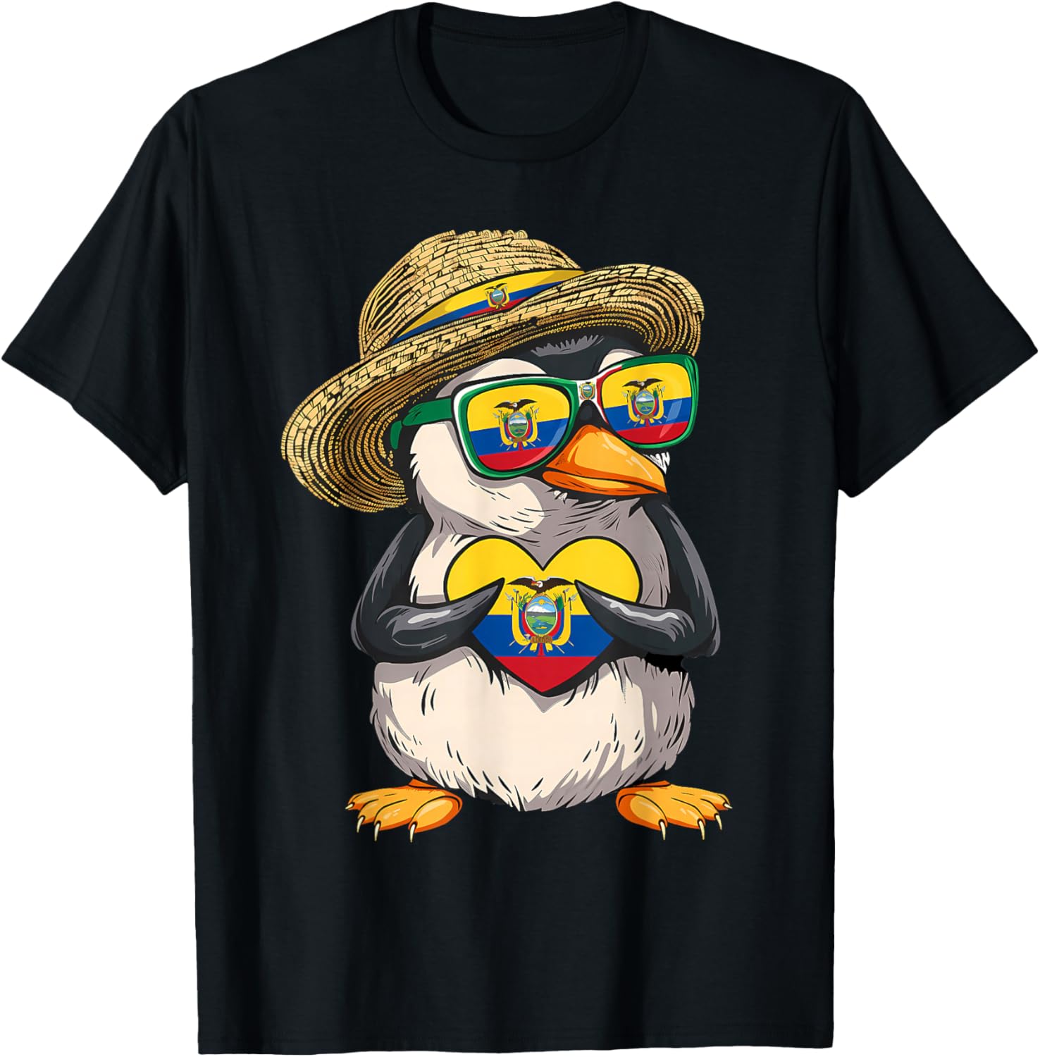 Ecuador Flag Penguin Ecuadorian Pride T-Shirt - T-Shirt | Black