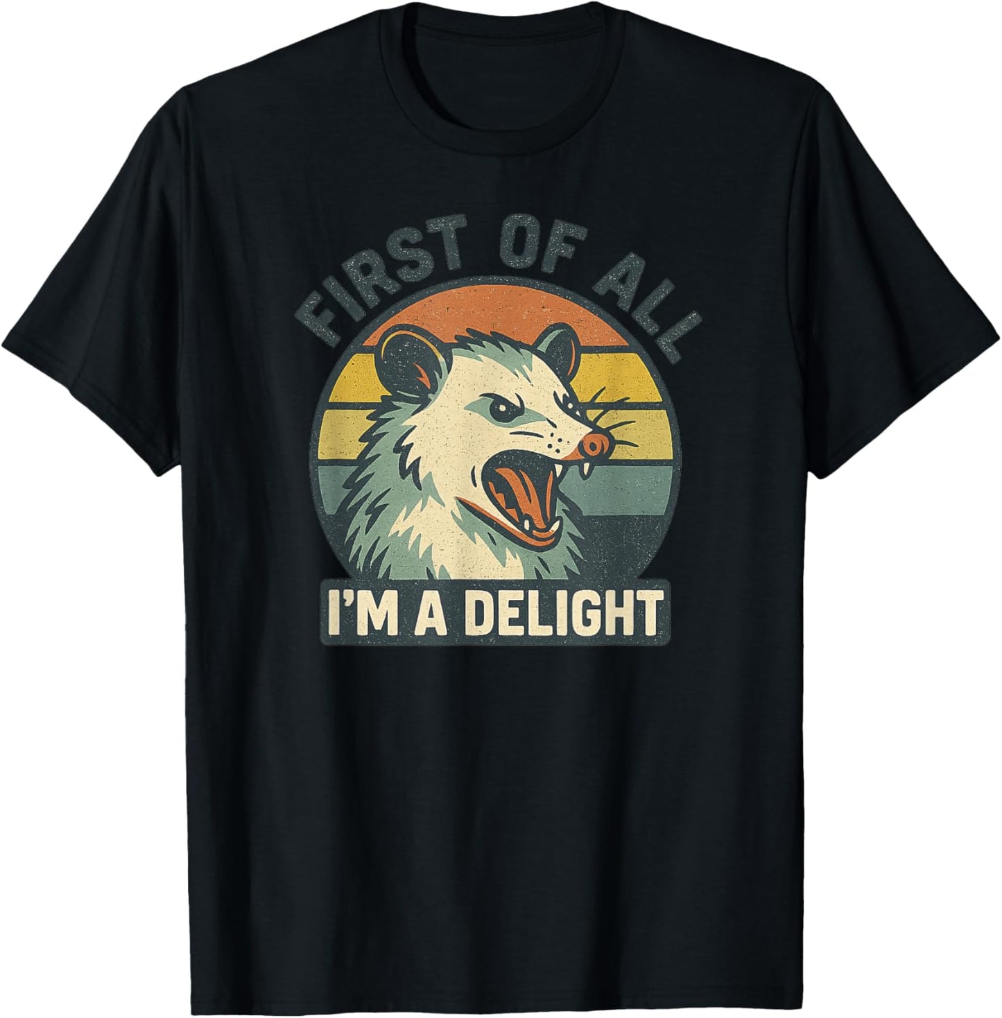 Retro Screaming Possum Vintage Aesthetic 'First of All I'm T-Shirt - T-Shirt | Black