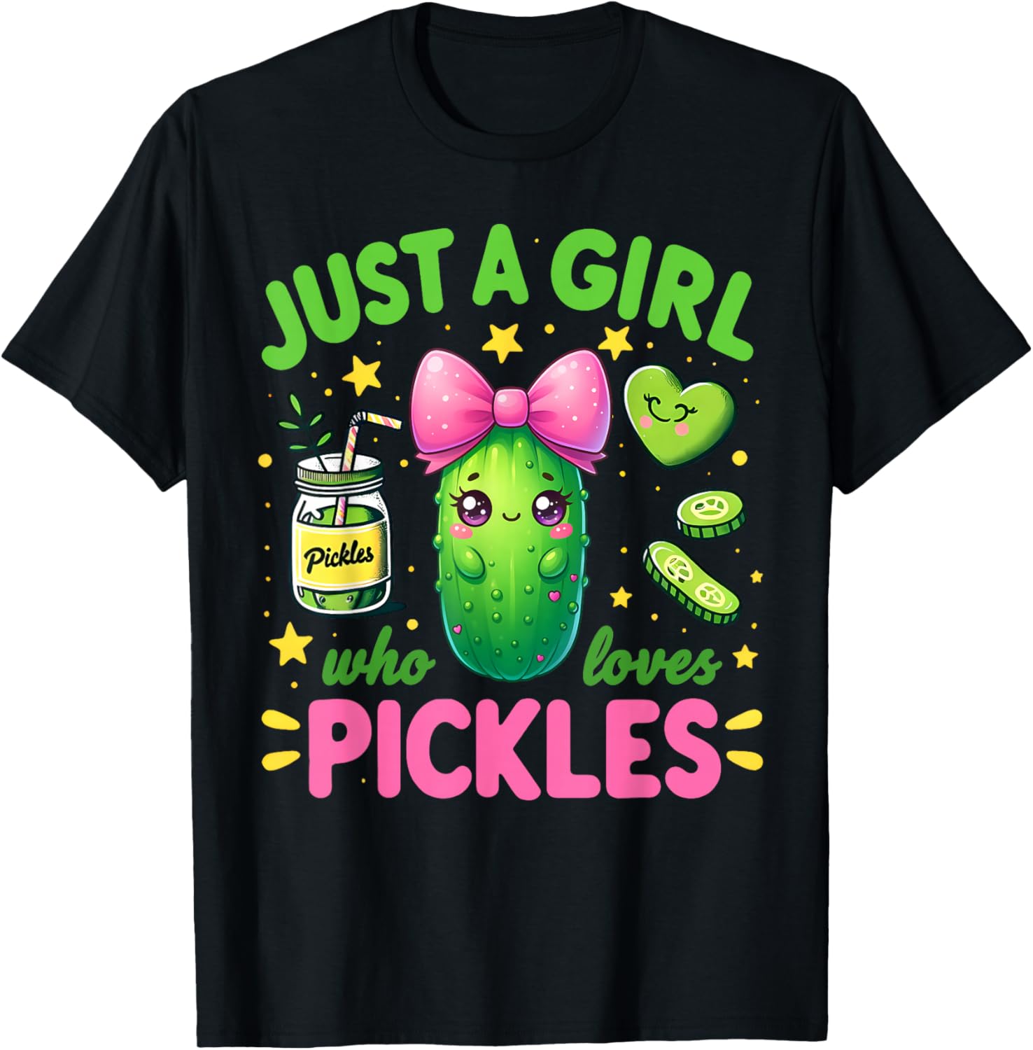 Pickle Just A Girl Who Loves Pickles Funny Food Lover T-Shirt - T-Shirt | Black