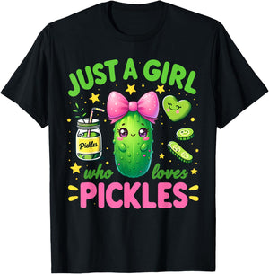 Pickle Just A Girl Who Loves Pickles Funny Food Lover T-Shirt - T-Shirt | Black