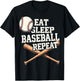 Eat Sleep Baseball Repeat Funny T-Shirt - T-Shirt | Black