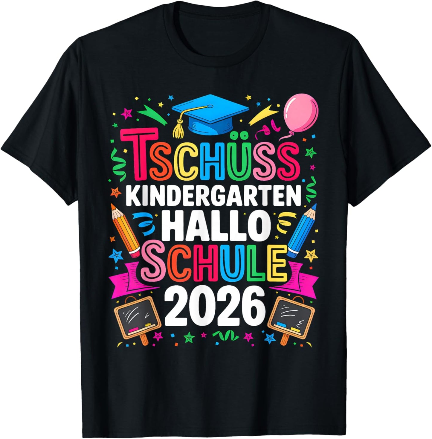Tschüss Kindergarten Hallo Schule 2026 Schulkind 2026 Kinder T-Shirt - T-Shirt | Black
