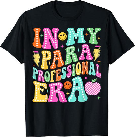 Groovy In My Paraprofessional Era Back To School Para T-Shirt - T-Shirt | Black