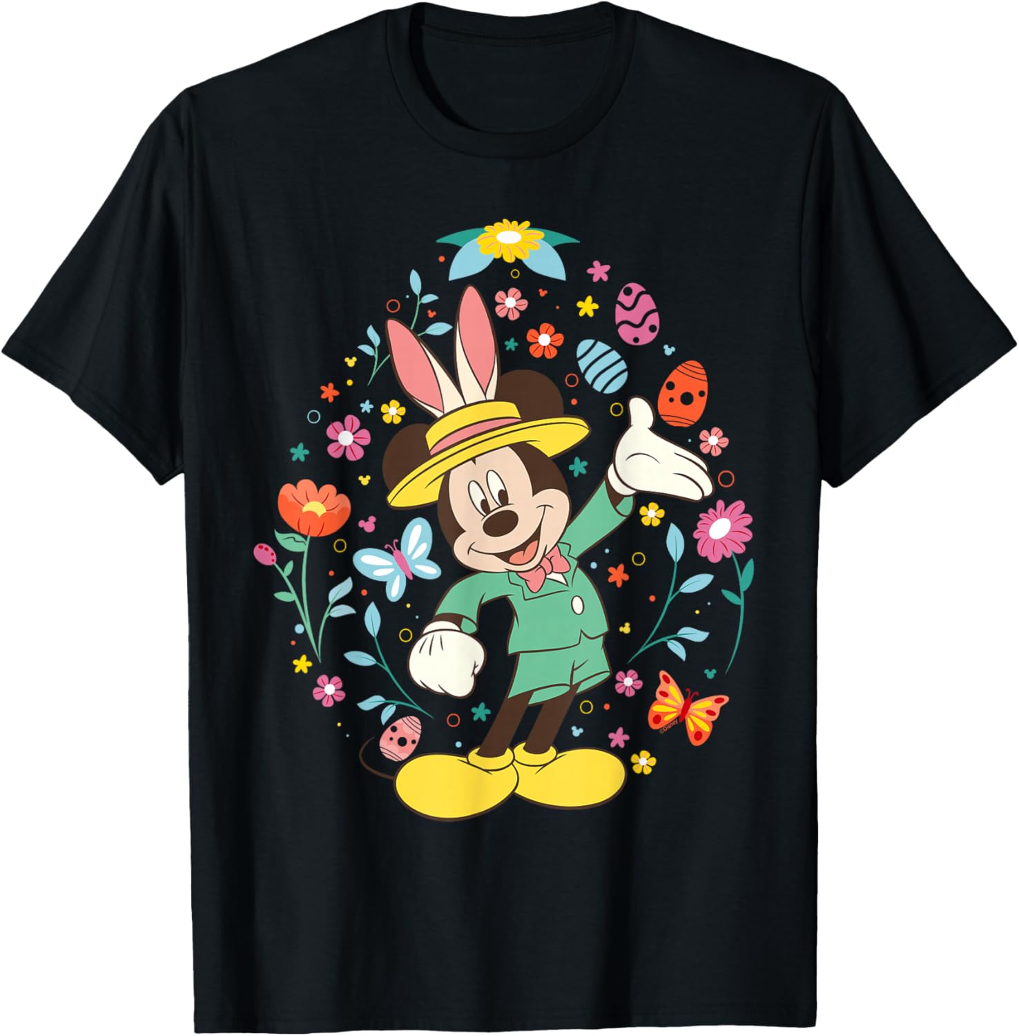Disney Mickey Mouse with Bunny Ears and Easter Egg Spring T-Shirt - T-Shirt | Black