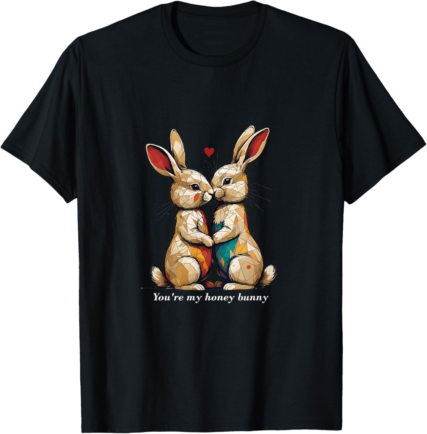 Gift Valentine's Day Anniversary Kissing Honey Bunny T-Shirt - T-Shirt | Black