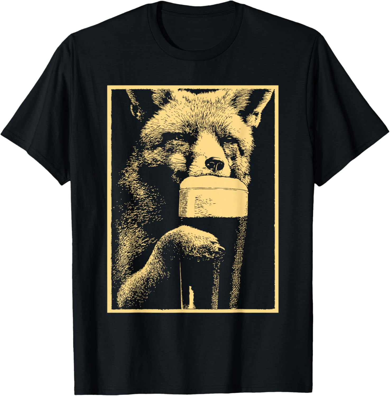 Fox with Beer Drinking Humour for St. Patricks Day T-Shirt - T-Shirt | Black