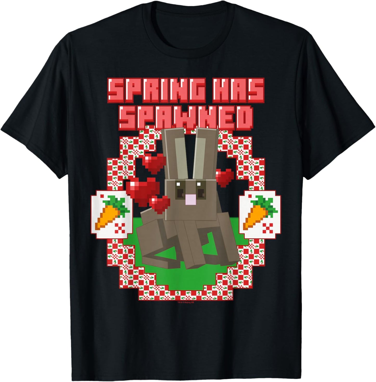 Minecraft Easter Spring Has Spawned Bunny Rabbit and Carrots T-Shirt - T-Shirt | Black