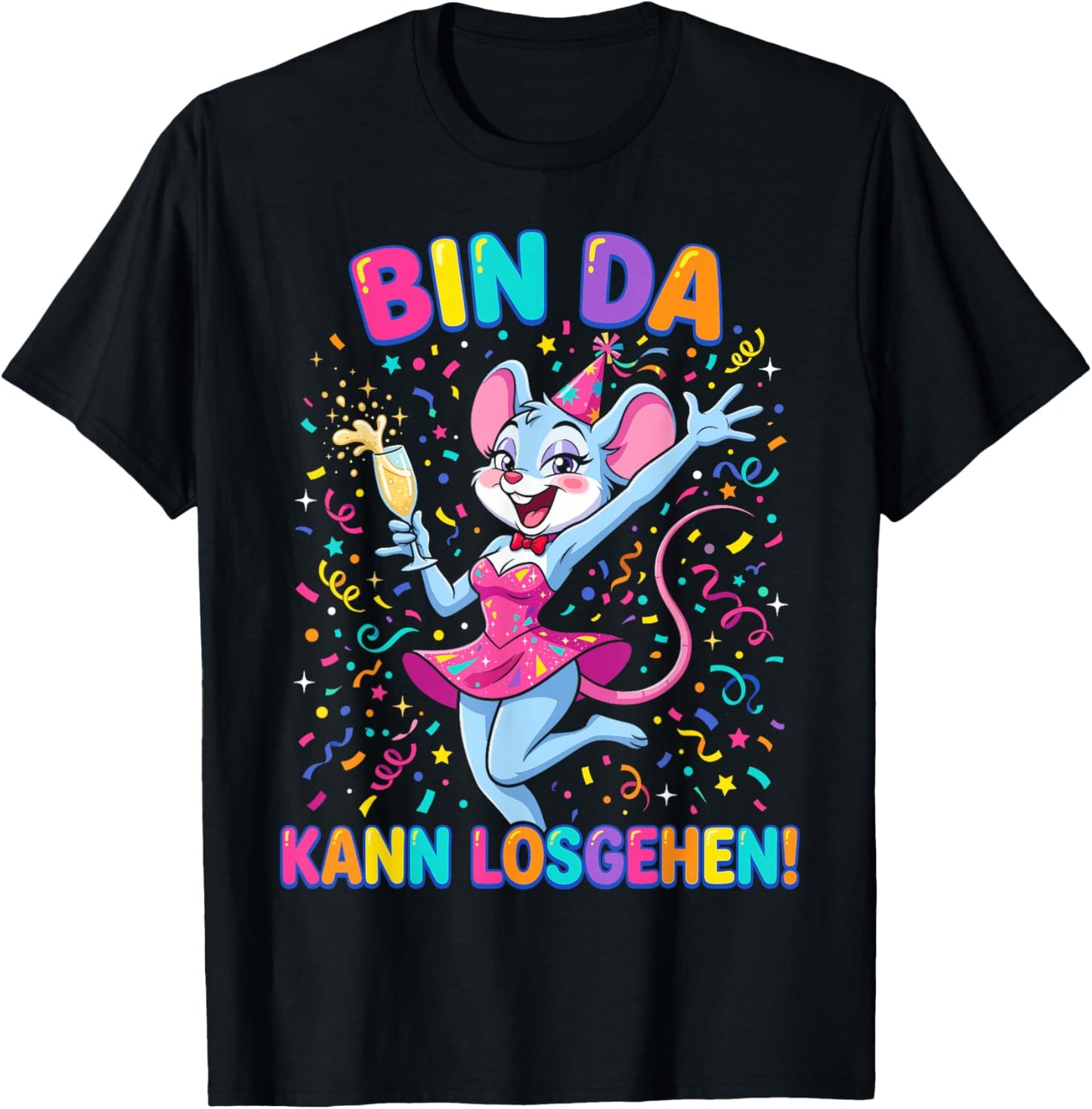 Bin da kann losgehen Carnival Mouse Party T-Shirt - T-Shirt | Black