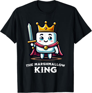 Marshmallow King Funny Marshmallow Lover Illustration T-Shirt - T-Shirt | Black