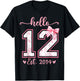 Hello Twelve Est 2014 12th Birthday Girl Coquette Bow T-Shirt - T-Shirt | Black