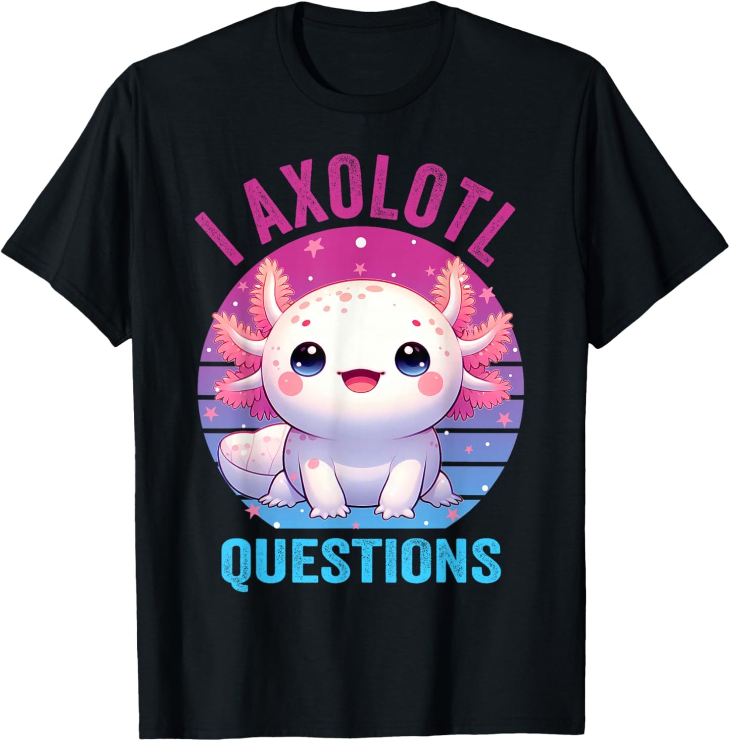 I Axolotl Questions Kids Funny Cute Axolotl Retro Vintage T-Shirt - T-Shirt | Black