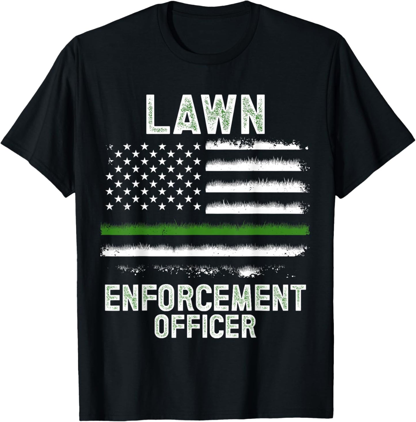 Gardening Lawn Mower American Flag Lawn Enforcement Officer T-Shirt - T-Shirt | Black