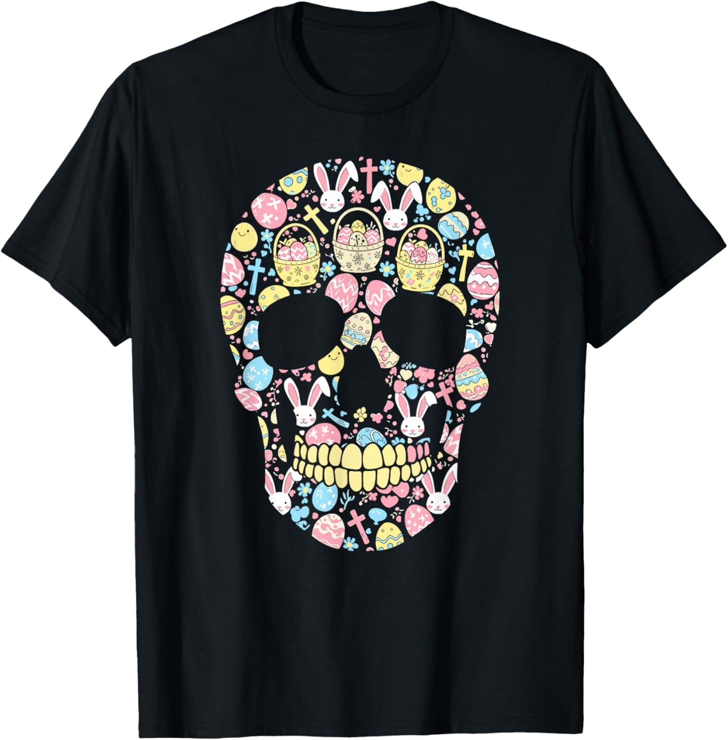 Skull Bunny Easter Egg Easter Day Kids T-Shirt - T-Shirt | Black