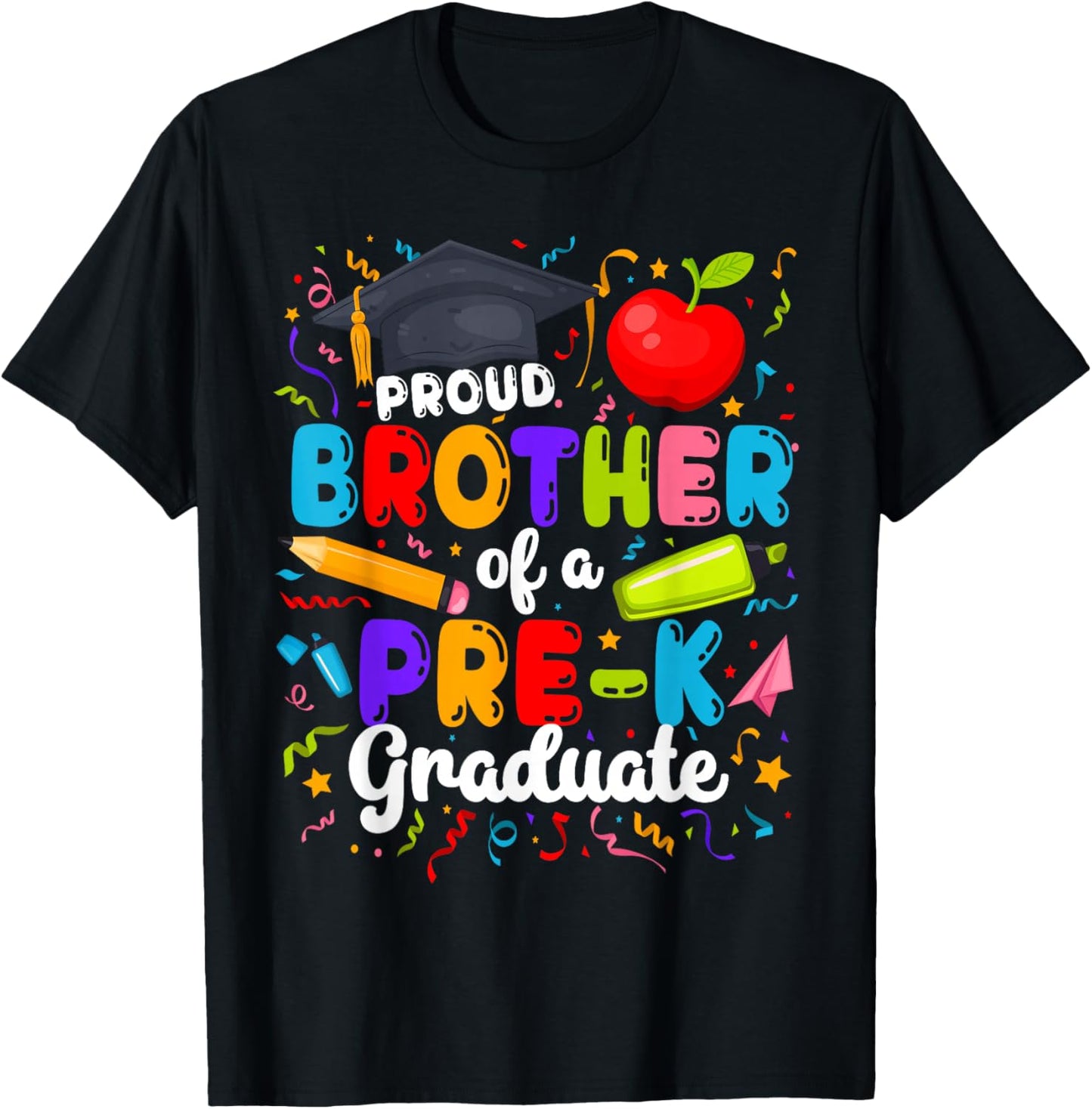Brother of A Pre-K Graduate Brother Preschool Grad Brother T-Shirt - T-Shirt | Black