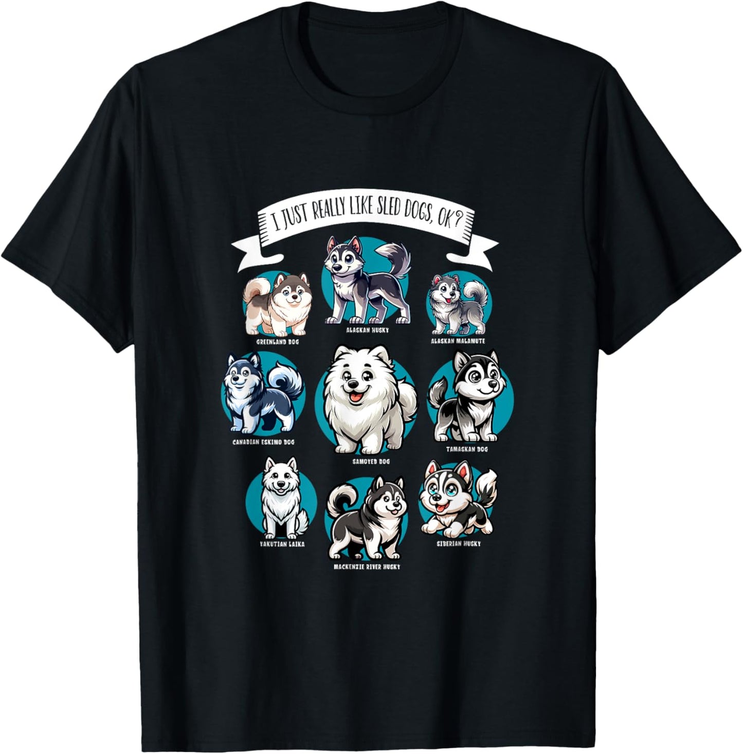 Different breeds of sled dogs T-Shirt - T-Shirt | Black