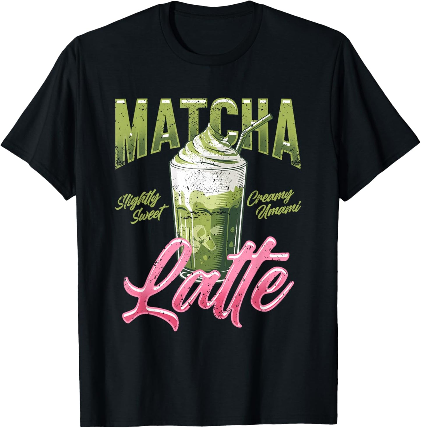 Cremiges Umami Matcha Latte Iced Green Tea Drink T-Shirt - T-Shirt | Black