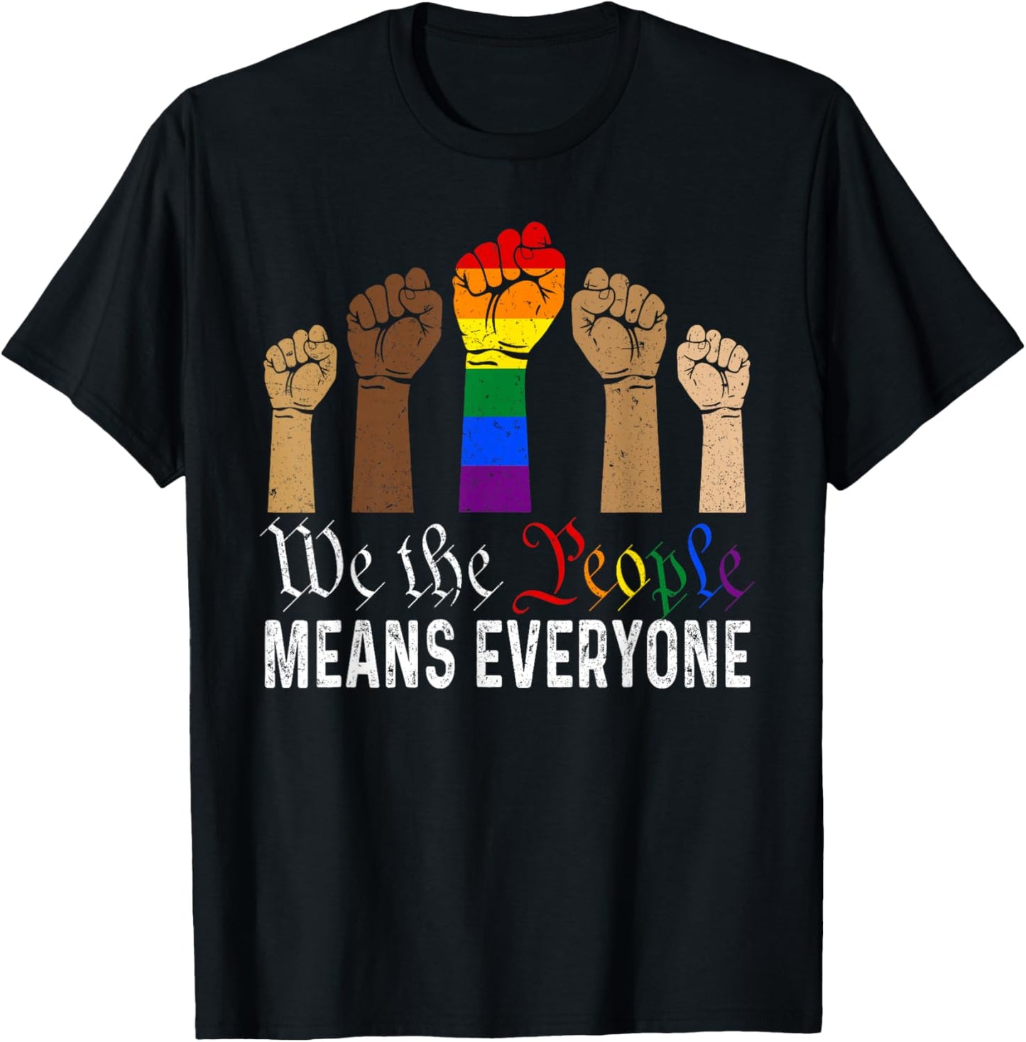 We The People Means Everyone US America Flag LGBT Pride T-Shirt - T-Shirt | Black