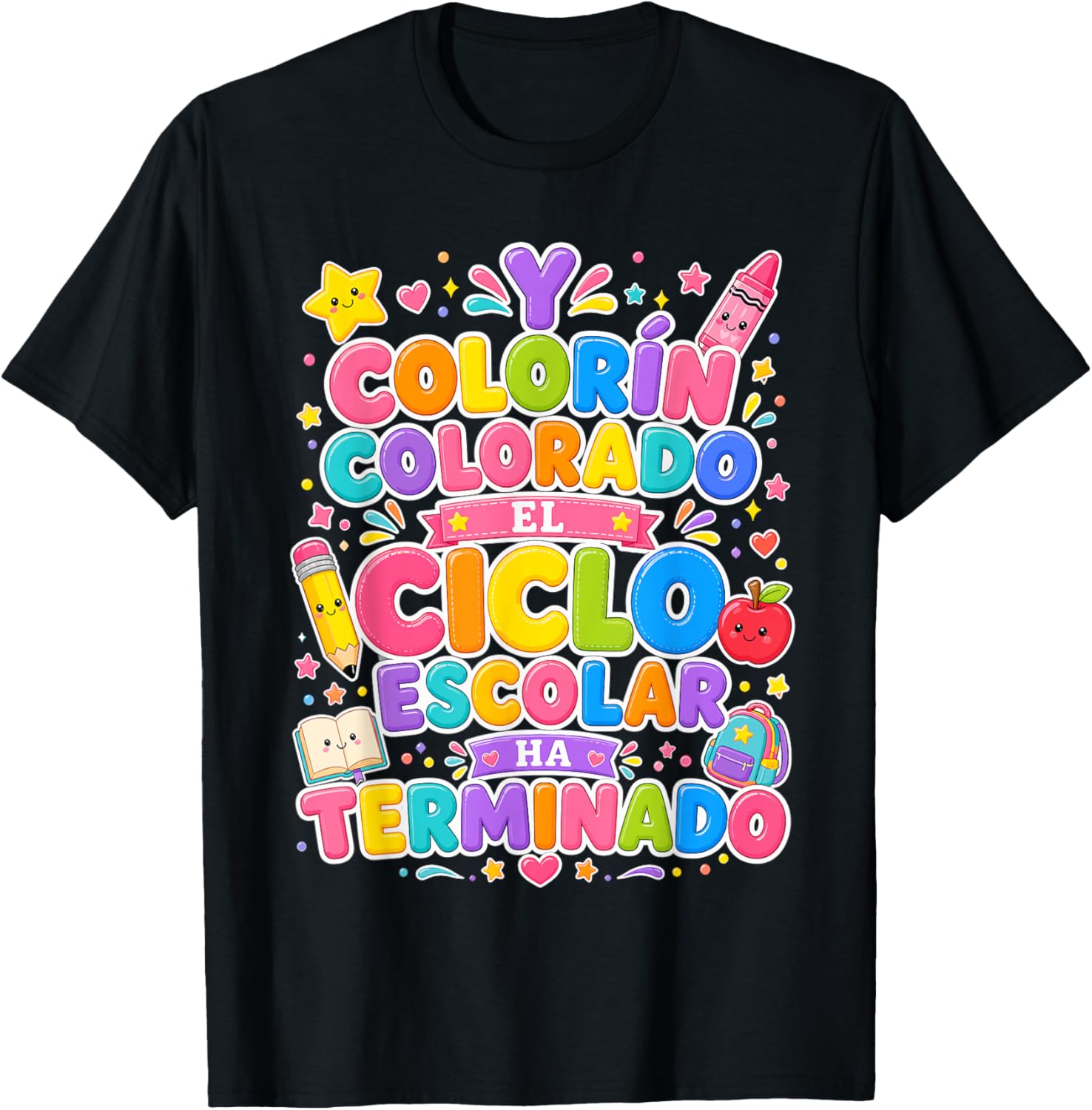 Cute Ultimo Dia de Escuela Spanish en Espanol T-Shirt - T-Shirt | Black