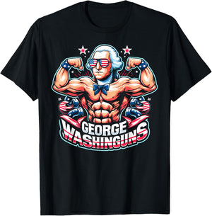 George Washinguns 4th of July George Washington Funny Gym T-Shirt - T-Shirt | Black