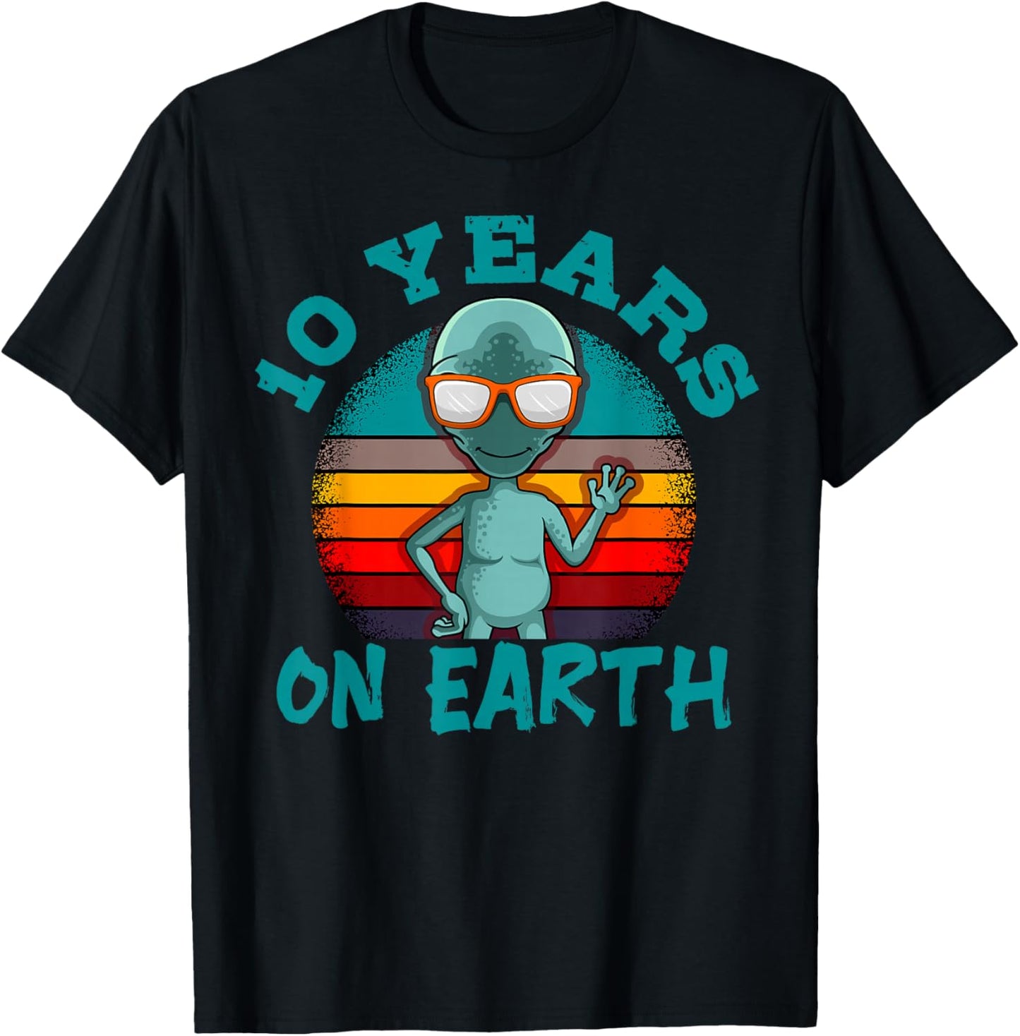Alien 10th Birthday Party UFO Space Galaxy Traveler Cosmos T-Shirt - T-Shirt | Black