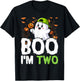 Boo I'm Two Ghost Second 2nd Birthday Cute Halloween Groovy T-Shirt - T-Shirt | Black