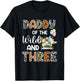 Daddy Of The Wild and Three 3 Birthday Zoo Safari Jungle T-Shirt - T-Shirt | Black
