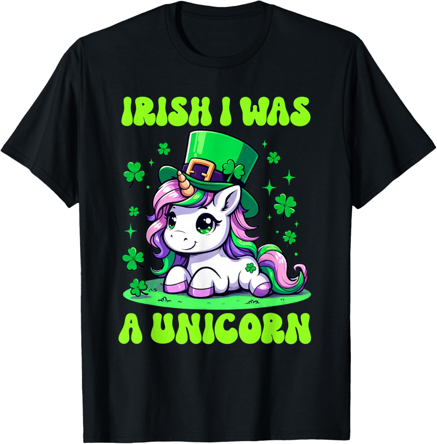 Unicorn St Patrick's Day Irish I Was A Unicorn Lepricorn T-Shirt - T-Shirt | Black