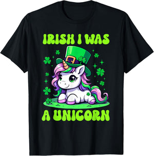 Unicorn St Patrick's Day Irish I Was A Unicorn Lepricorn T-Shirt - T-Shirt | Black