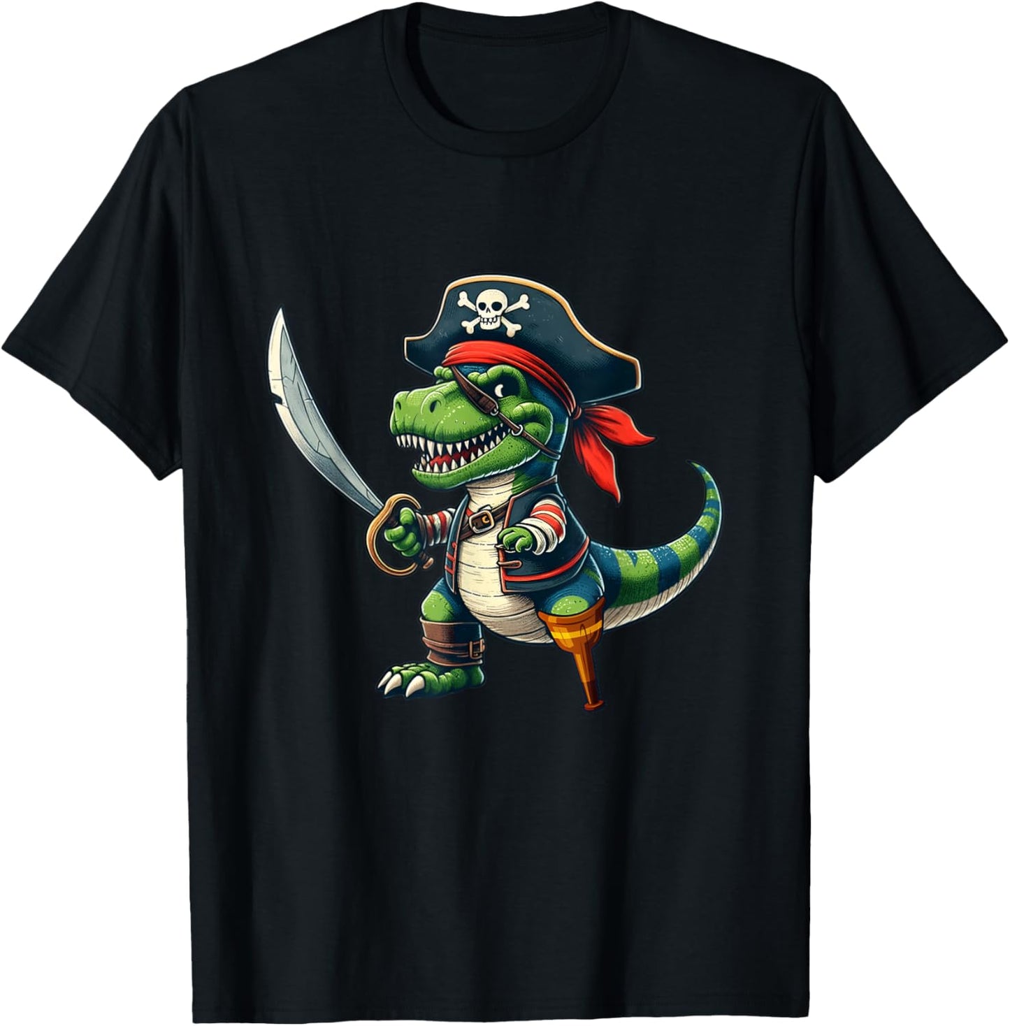 Toddler Pirate Shirt Dinosaur T-Rex Tyrannosaurus Halloween T-Shirt - T-Shirt | Black