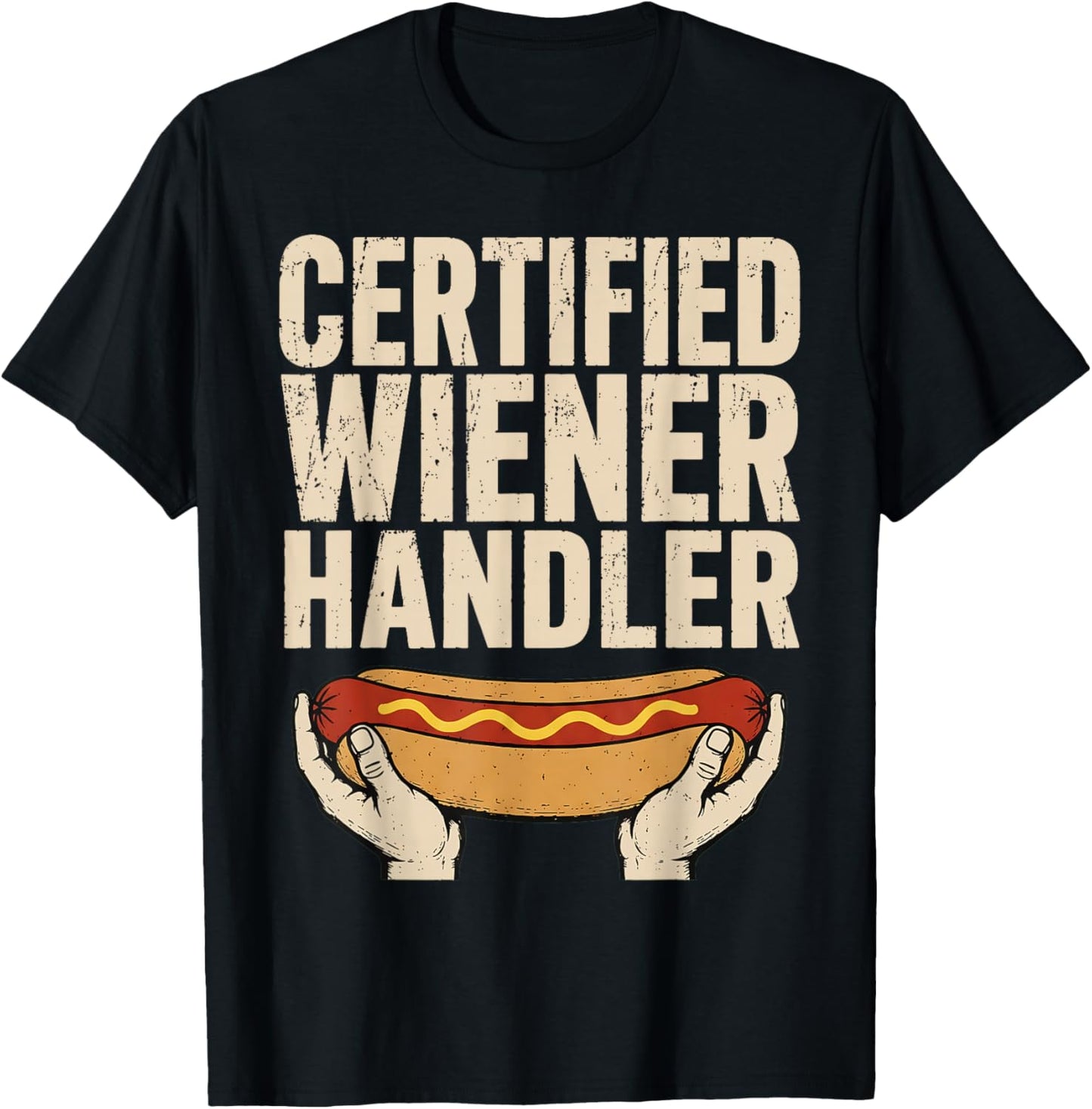 Certified Wiener Handler Funny BBQ Hot Dog Grilling T-Shirt - T-Shirt | Black