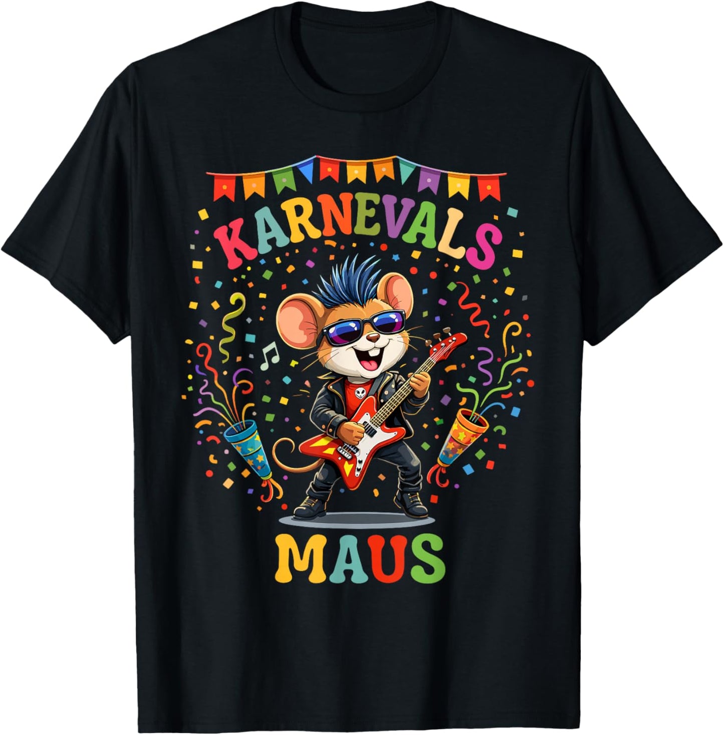Men Boys Carnival Mouse Rock Outfit for Cologne Alaaf T-Shirt - T-Shirt | Black