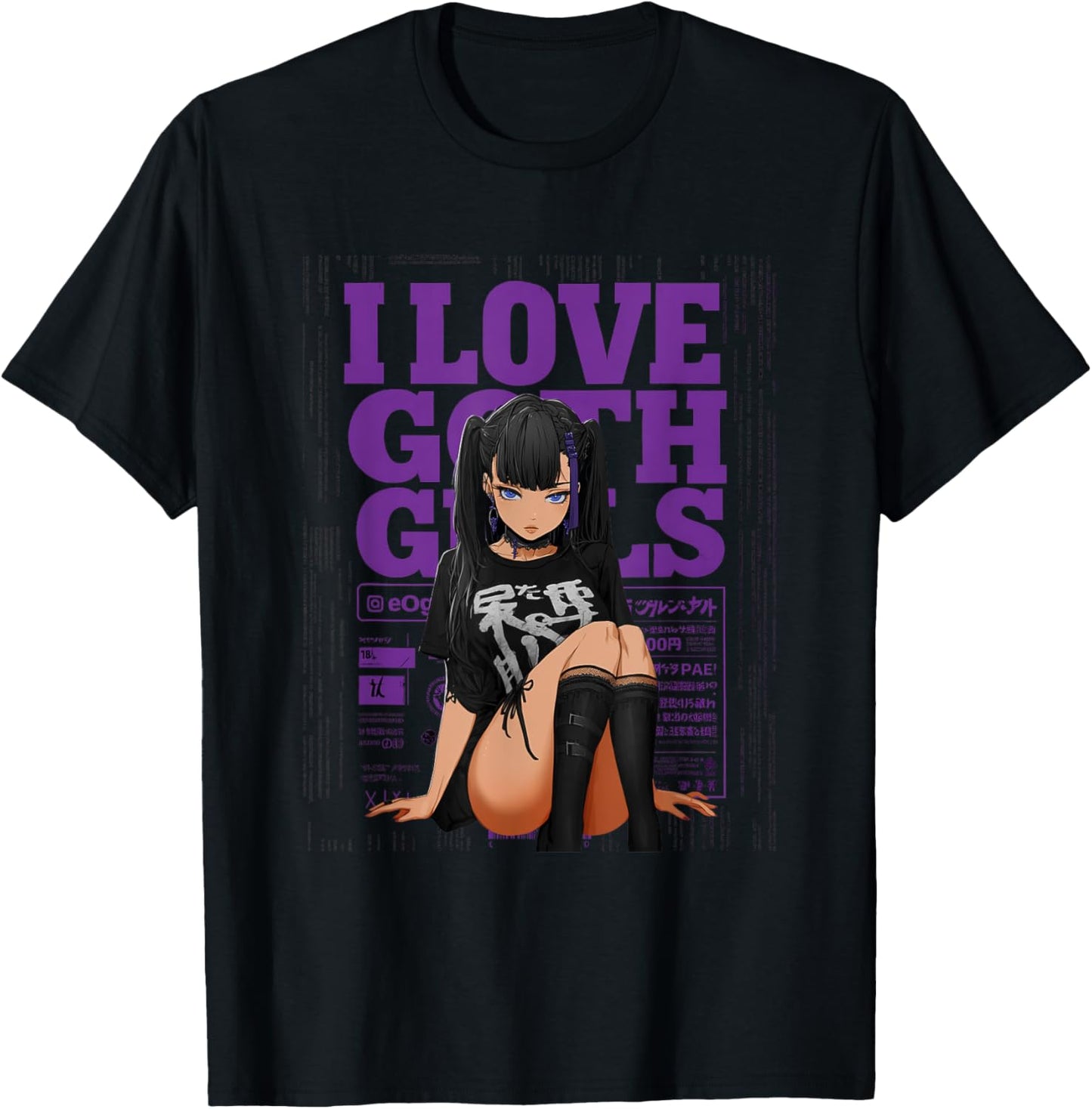 I Love Goth Girls – Titelseite für Herren, Gothic, Anime, Goth Lover T-Shirt - T-Shirt | Black