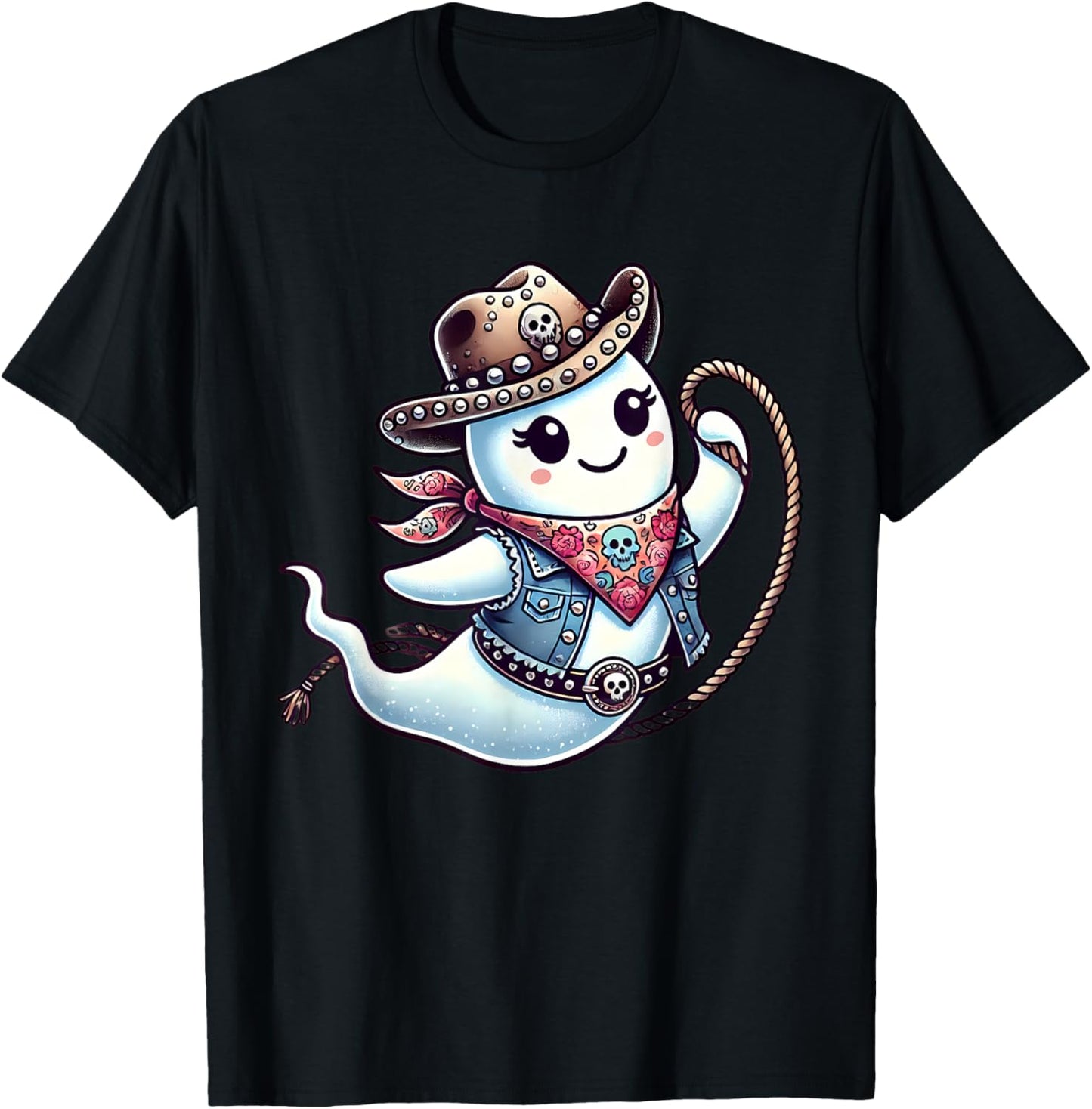 Ghost Cowgirl Country Rodeo Western Halloween Costume T-Shirt - T-Shirt | Black