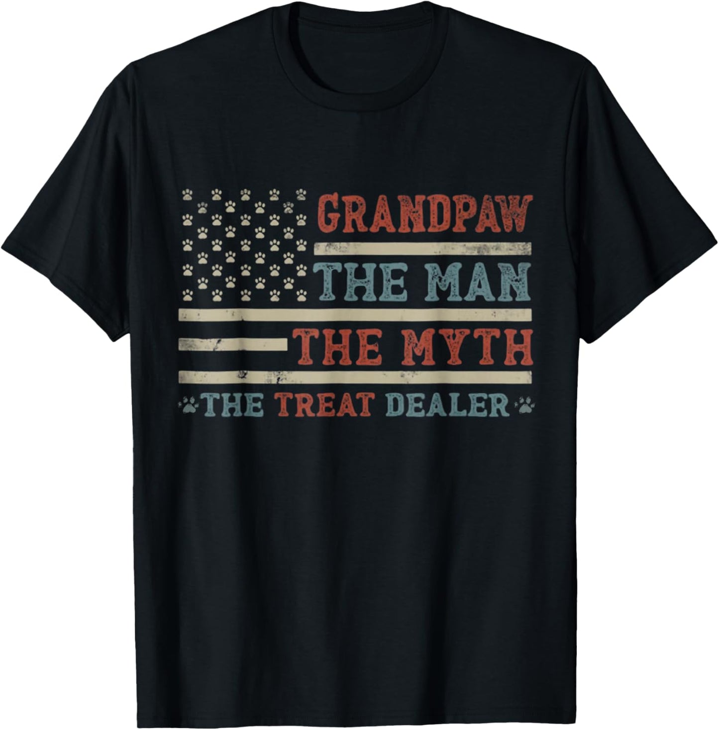 Grandpaw The Myth The Treat Dealer Fathers Day Dog Grandpa T-Shirt - T-Shirt | Black